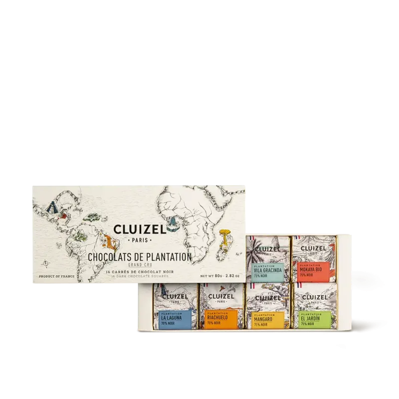 CLUIZEL | Dunkle Schokolade »Chocolats de Plantation« 70% | 16 Minitafeln | 80g