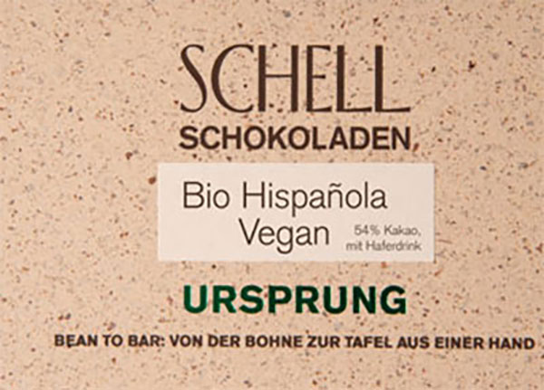 SCHELL | Vegane Schokolade »Hispañola« 54% | BIO | 50g MHD 14.10.2023