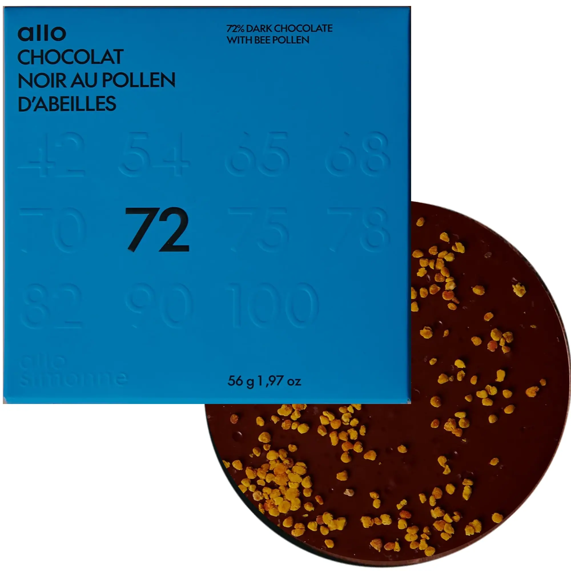 ALLO SIMONNE | Dunkle Schokolade & Bienenpollen »Noir au Pollen d'Abeilles« 72% | 56g Schokolade mit pollen von Allo Simonne