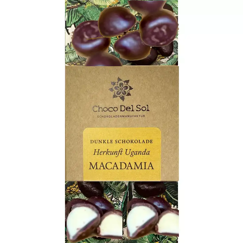CHOCO DEL SOL | Schokoladendragees Uganda Schokolade »Macadamia« 78% | BIO | 100g Macadamia in dunkler Schokolade von Choco del Sol