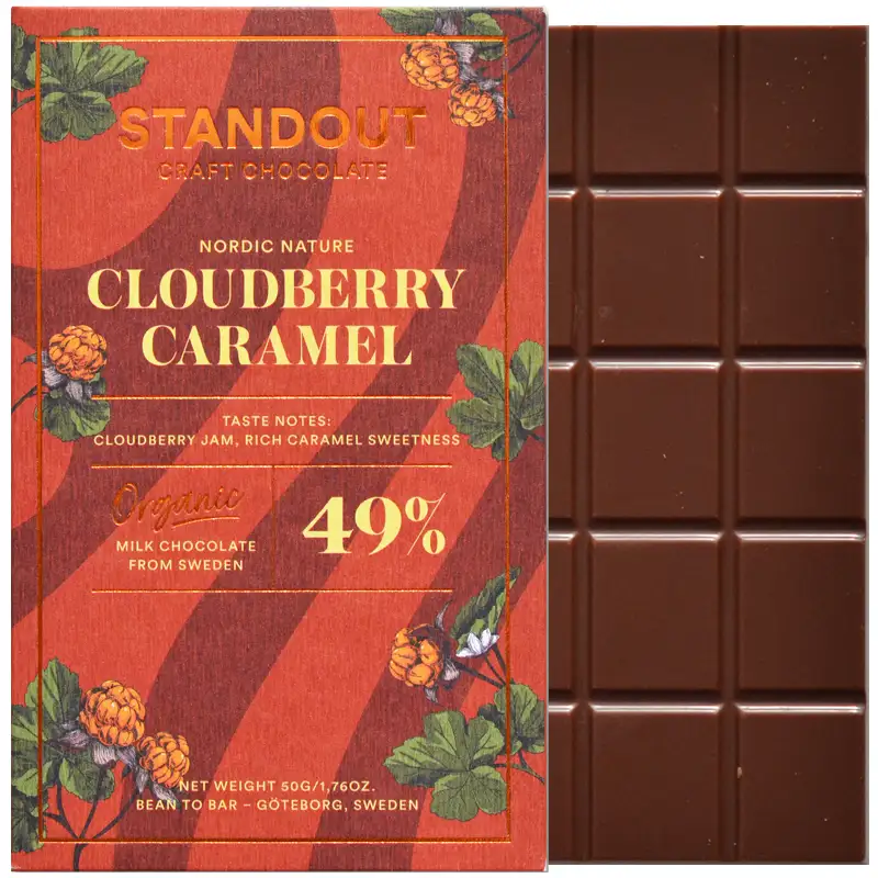 Caramel Cloudberry schokolade von standout chocolate schweden