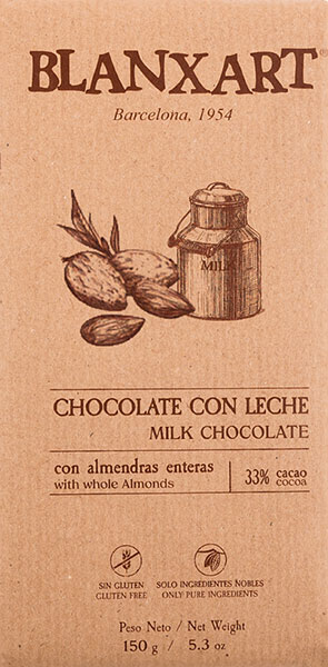 Feine Blanxart Milchschokolade und Mandeln