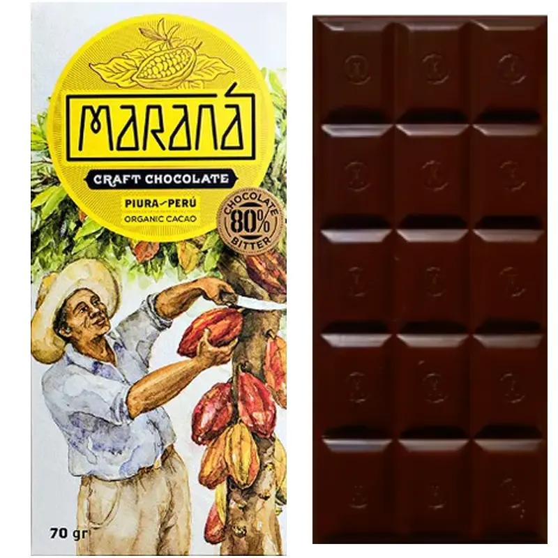 MARANÁ | Dunkle Schokolade »Piura - Peru« 80% | BIO | 70g Schokolade Piura Peru von Marana Craft Chocolate