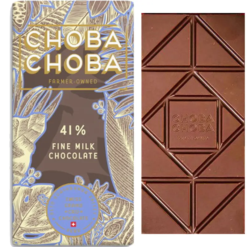 CHOBA CHOBA | Milchschokolade »Pasiona Peru Alto Huayabama Tal« 41% | BIO | 91g Beste schweizer Milchschokolade von Choba Choba und Felchlin