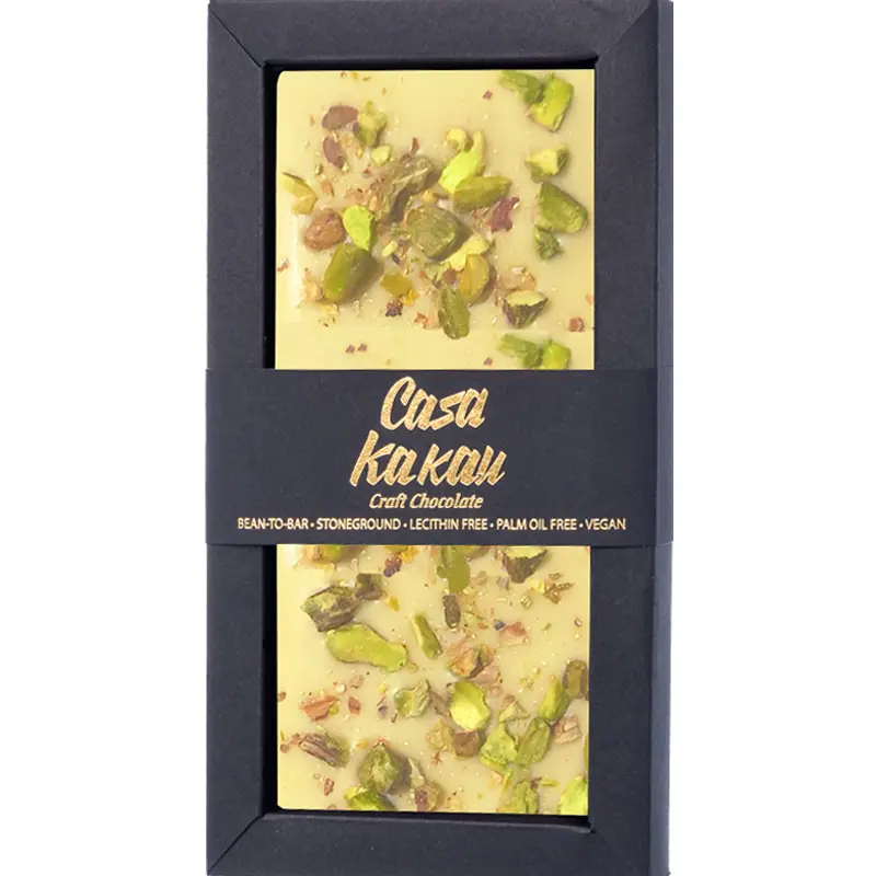 CASA KAKAU | Vegane Weiße Schokolade mit »Pistazien & Zitrone « 35% | 70g Weiße Pistazien-Schokolade mit Zitrone von Casa Kakau