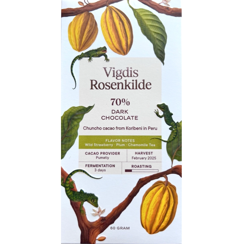 Peru Schokolade VIGDIS ROSENKILDE Koribeni 70 % mit Chuncho-Kakao aus Cusco