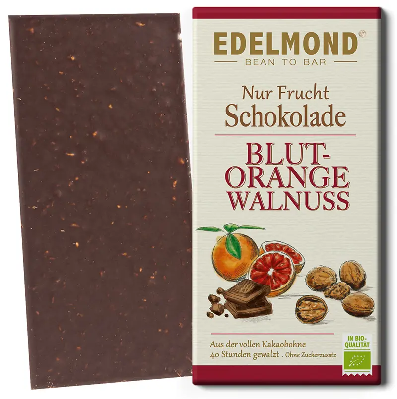 Schokolade mit Blutorange und Walnuss von Edelmond