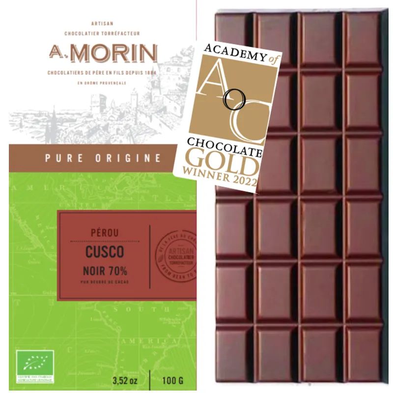 A. MORIN | Dunkle Schokolade Pérou »Cusco« 70% | BIO | 100g Prämierte Schokolade Peru Cusco von A. Morin Frankreich