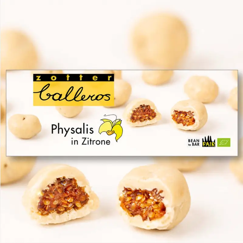 Balleros Physalis in Zitrone Pralinen von Zotter