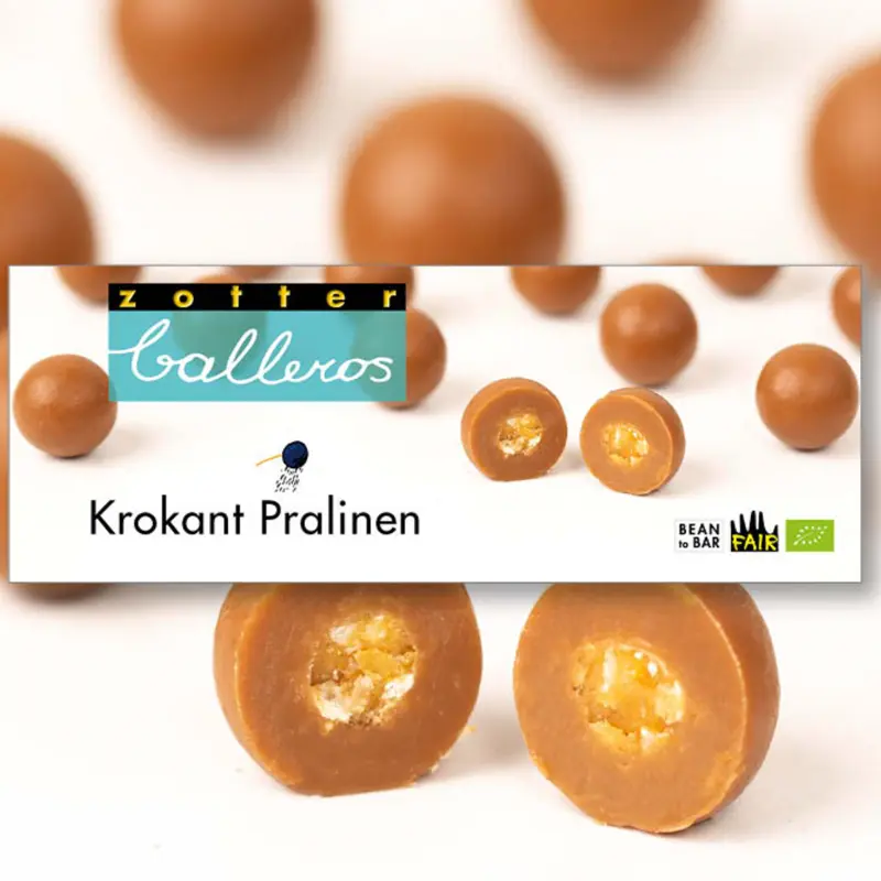 ZOTTER | Mandelkrokantkugeln »Balleros« Karamell-Krokant-Pralinen | BIO | 100g Balleros Krokant Pralinen von Zotter