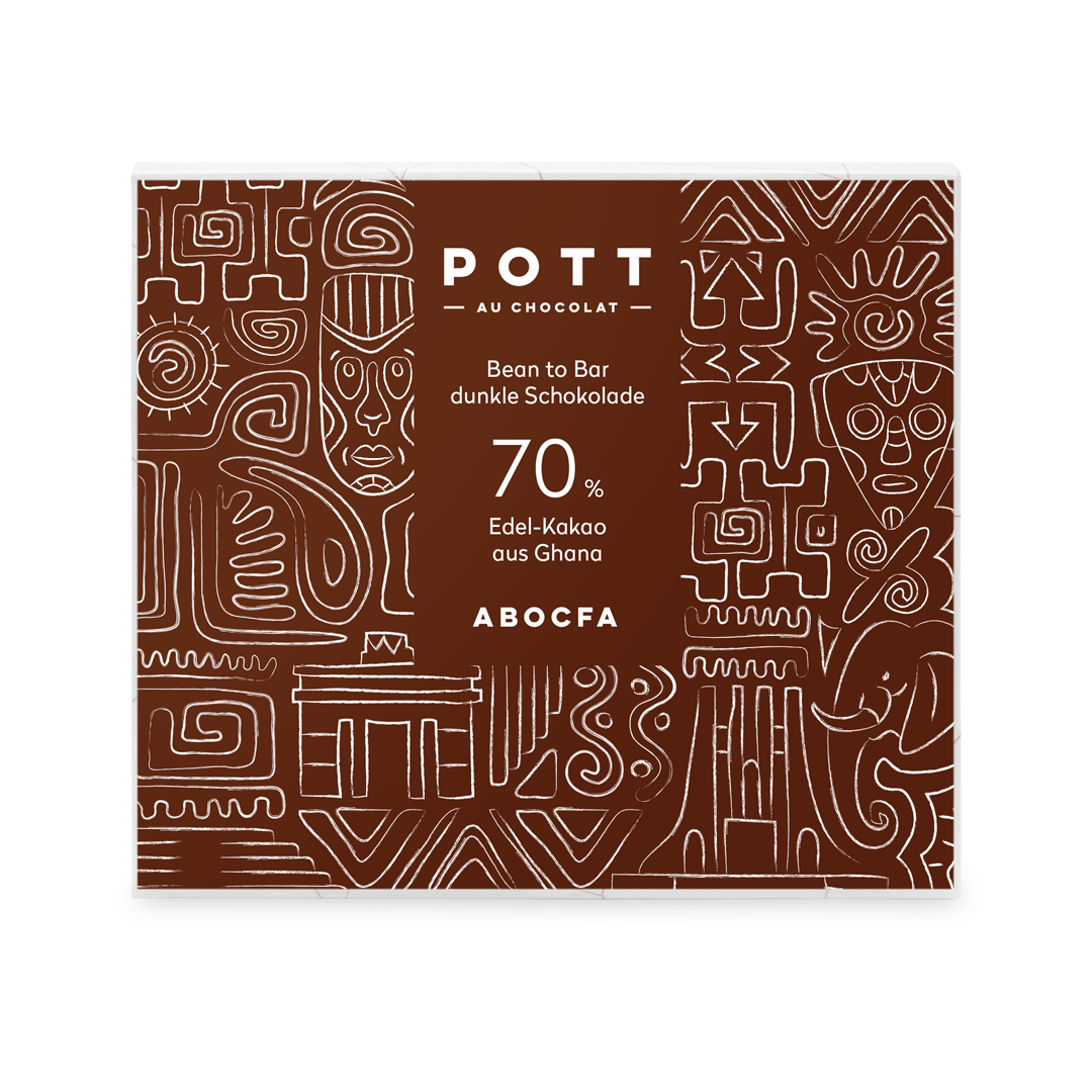 POTT au Chocolat | Dunkle Schokolade »Abocfa Ghana« 70% | 80g MHD 30.01.2024