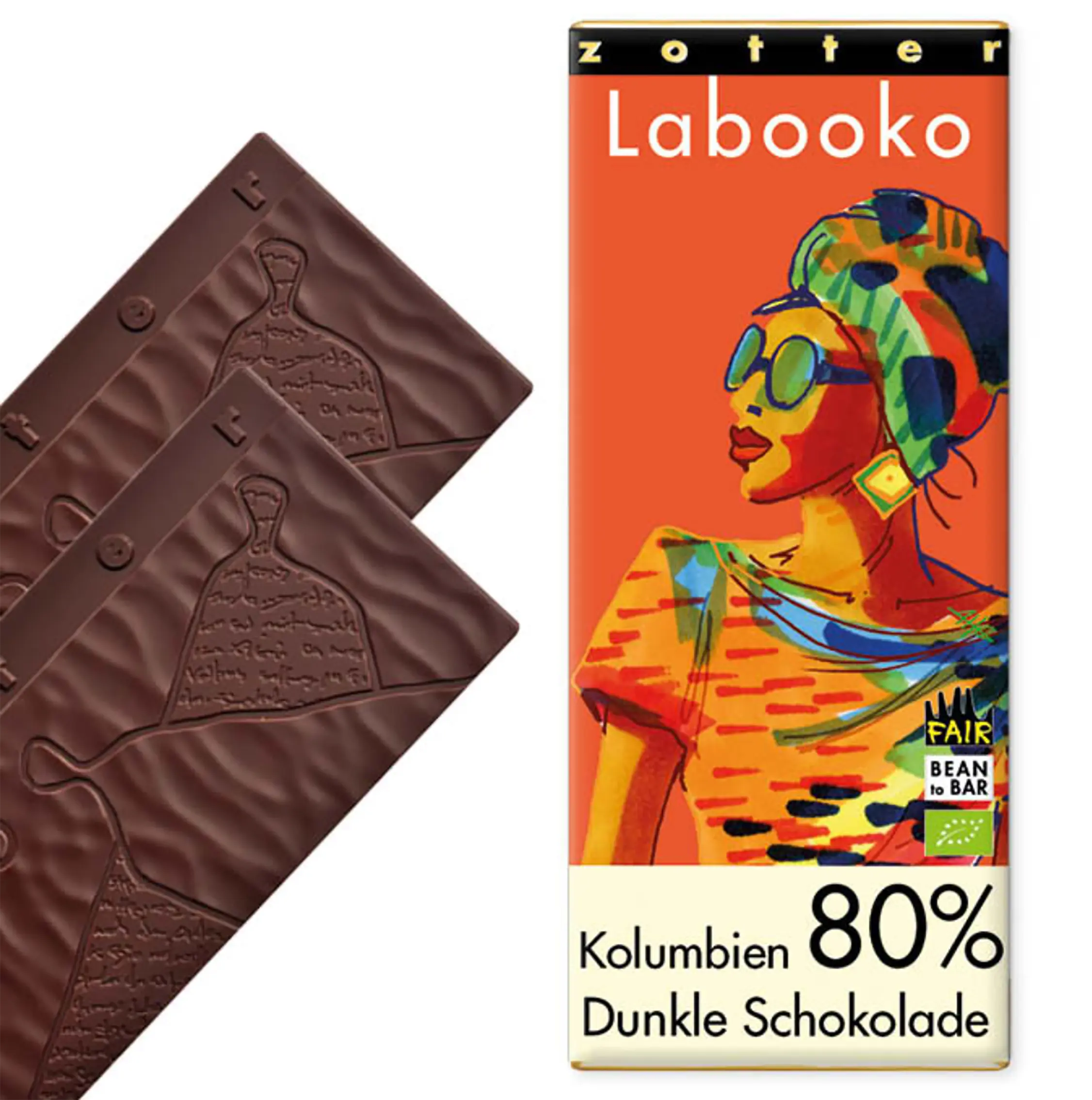 ZOTTER | »Labooko« Dunkle Schokolade Kolumbien 80% | BIO | 70g Schokolade Kolumbien von Zotter