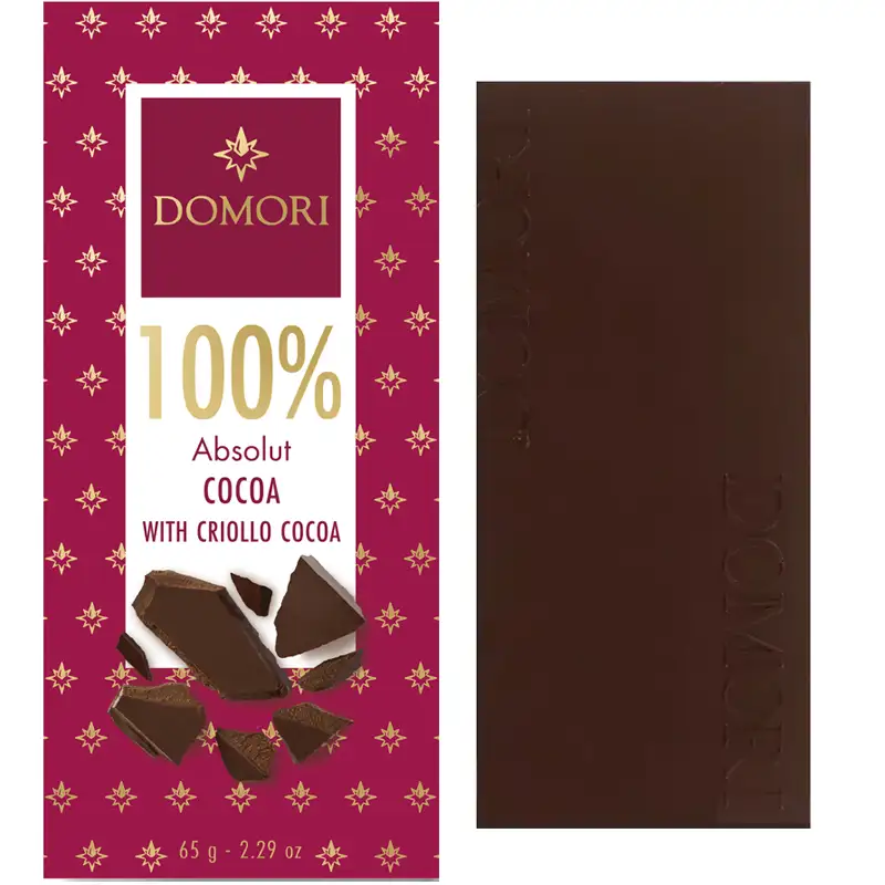 DOMORI Schokoladen | Kakaomasse »Absolut« 100% | 65g 100% Kakaotafel Schokolade with Criollo von Domori Italien