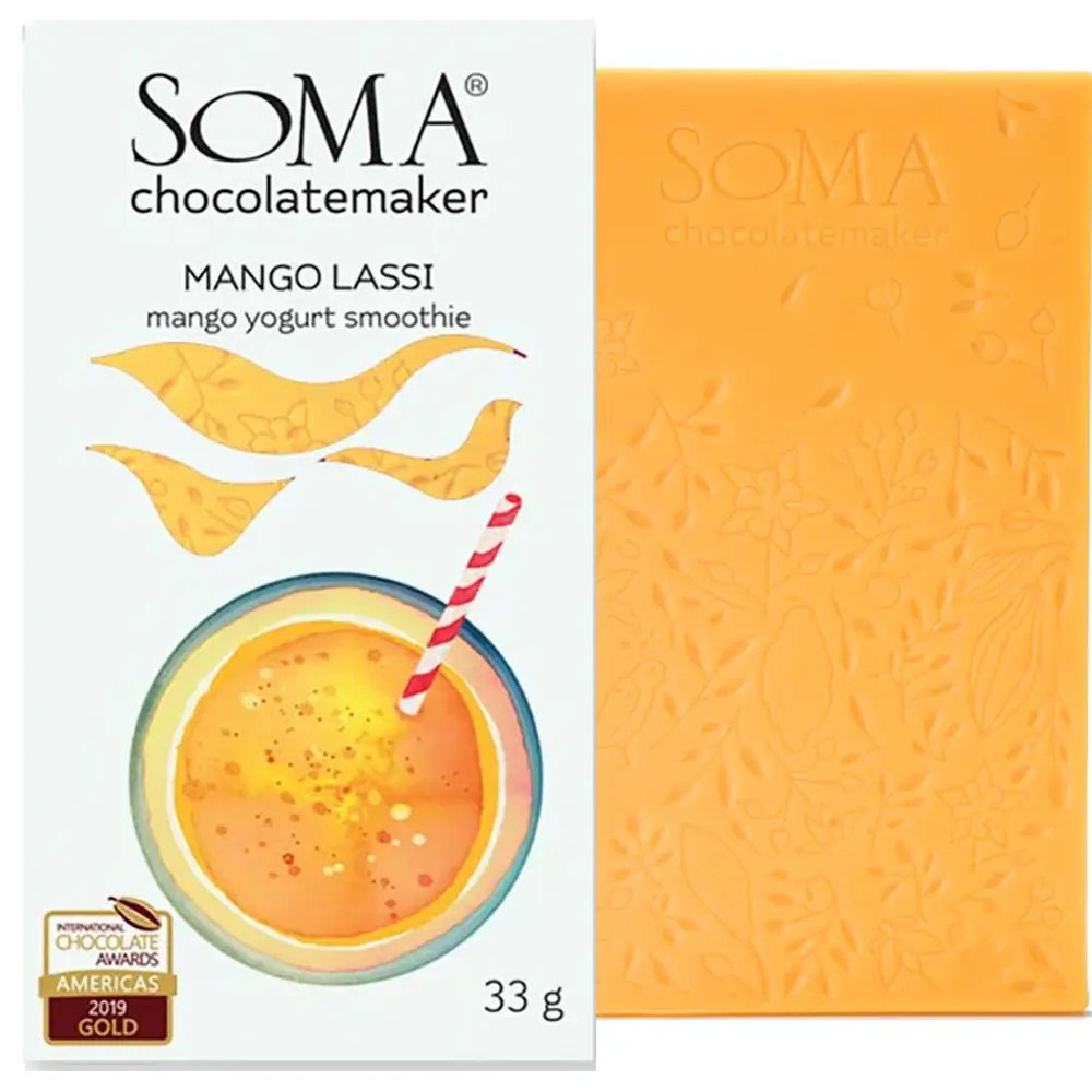 Gold Prämierte weiße Mango Lassi Schokolade von Soma Kanada