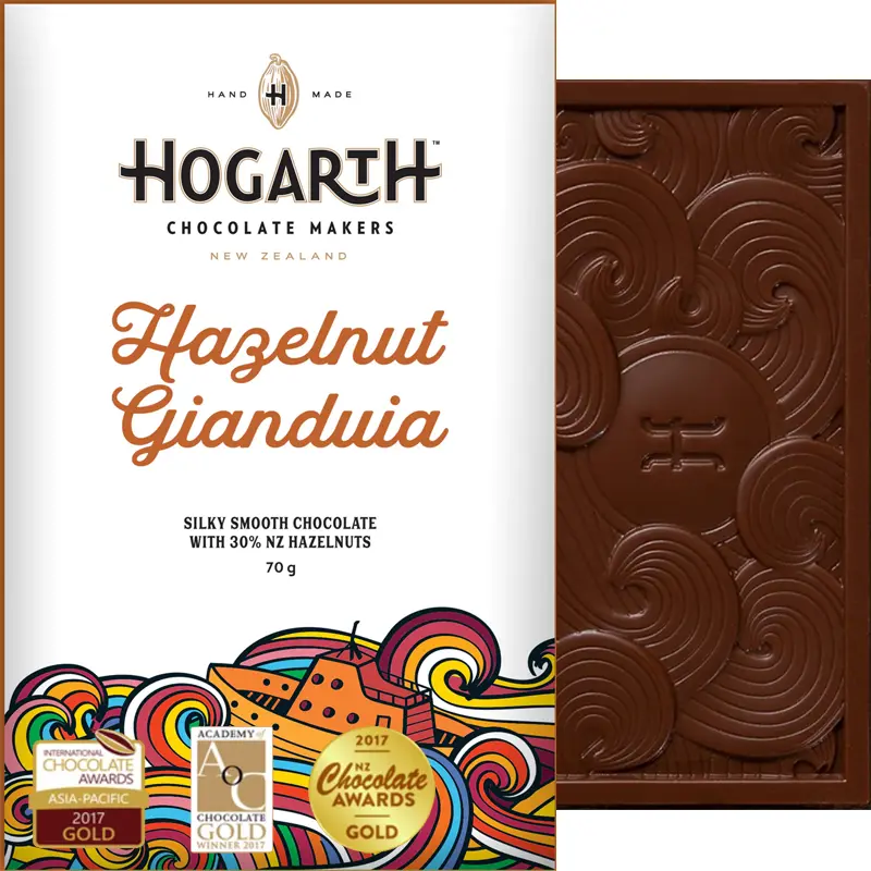 HOGARTH Chocolate | Nougatschokolade »Hazelnut Gianduia« 45% | 70g Hazelnut Giandouia Nougat Schokolade von Hogarth Chocolate Neuseeland