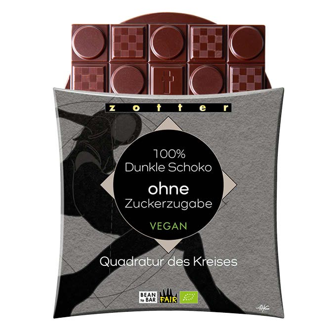 ZOTTER Schokoladen | Dunkle Kakaomasse »Quadratur des Kreises« 100% | BIO | 70g