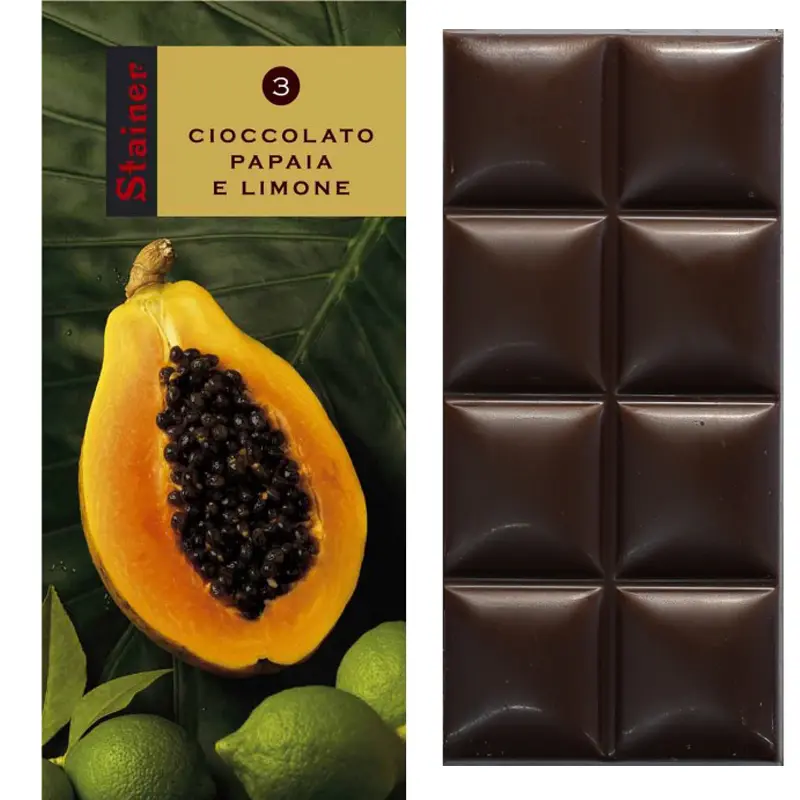 STAINER Dunkle Schokolade »Zitrone & Papaya« 70% | 50g Papaya Limone italienische Schokolade von Stainer