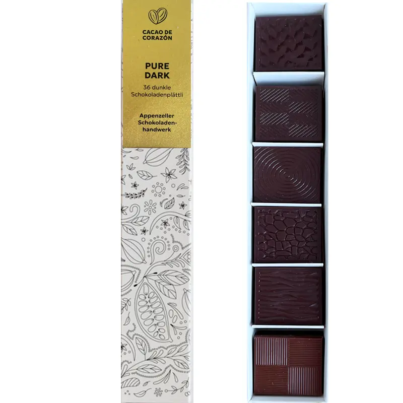 Cacao de CORAZÓN | Dunkle Schokoladen »Pure Dark« Degustationsbox 180g Degustationsbox Pure Dunkle Schokolade von Cacao de Corazon