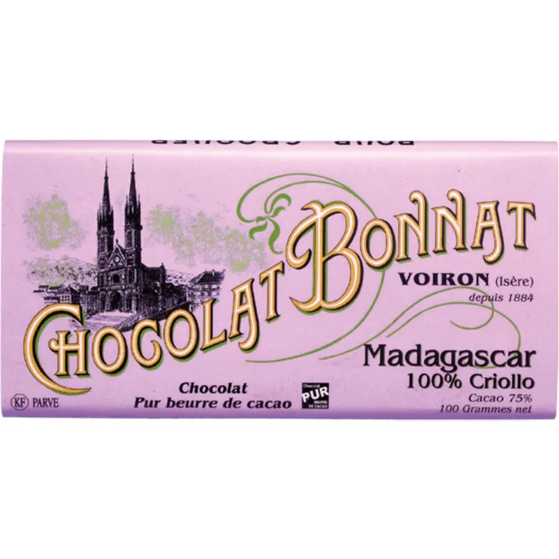 Französische Bonnat Schokolade Madagascar Criollo 75% Kakaogehalt