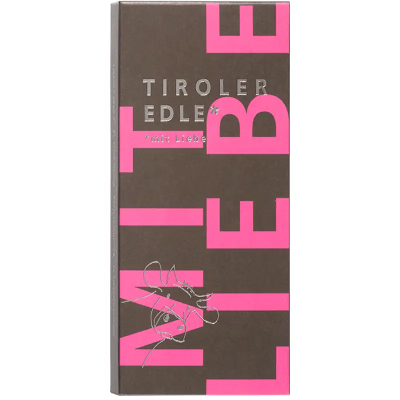 TIROLER EDLE | Milchschokolade »MIT LIEBE« 39% | 50g MHD 20.04.2023