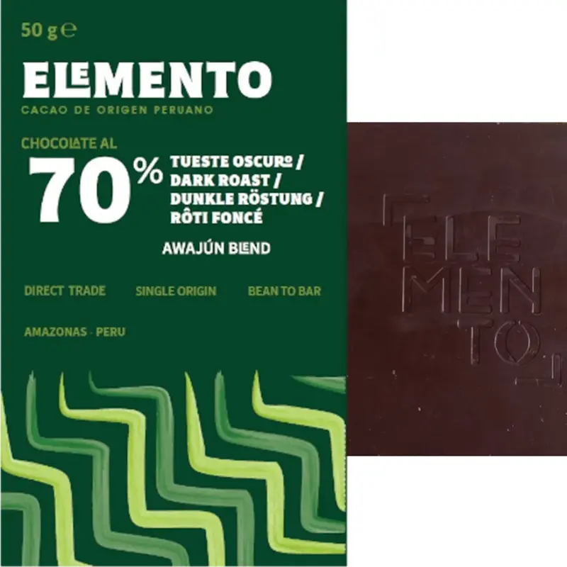 ELEMENTO | Dunkle Schokolade »Awajún Blend Peru – Dunkle Röstung« 70% | 50g Dunkle Schokolade dark roast von Elemento
