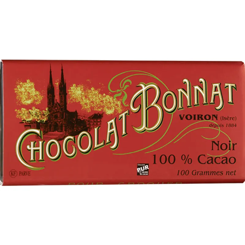 Dunkle 100% Bonnat Schokolade Noir ohne Zucker 