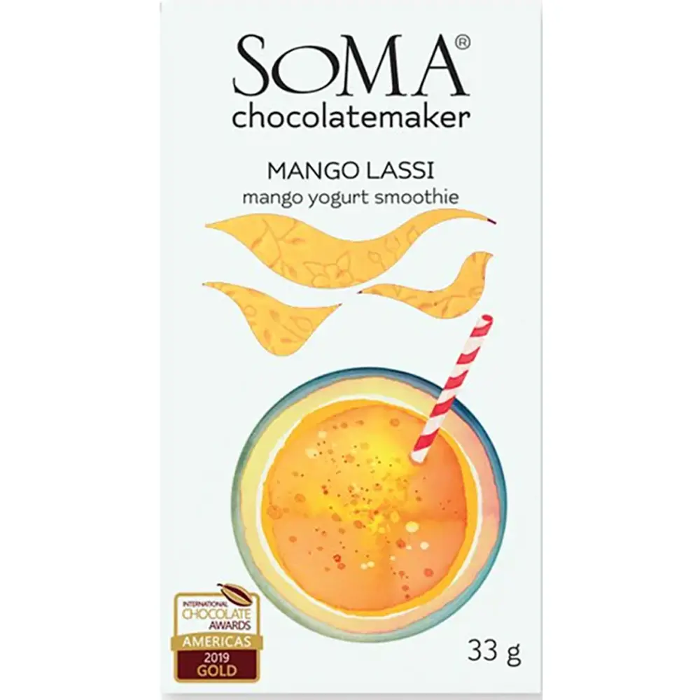 Weiße Mango Lassi Schokolade von Soma Chocolatemaker Toronto