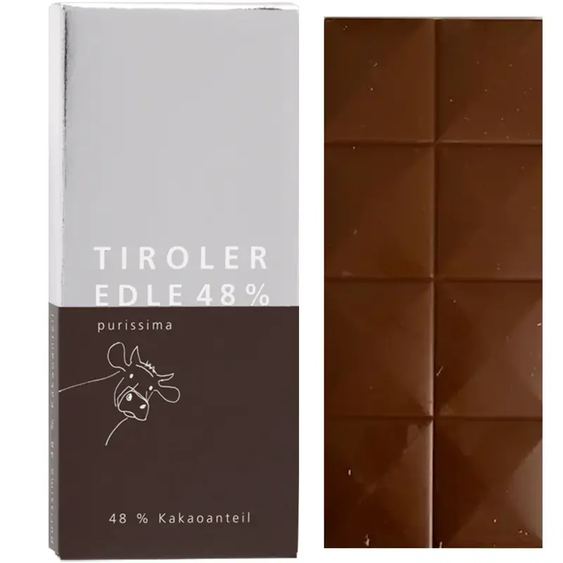 Milchschokolade Purissima mit 48% Kakao von tiroler Edle