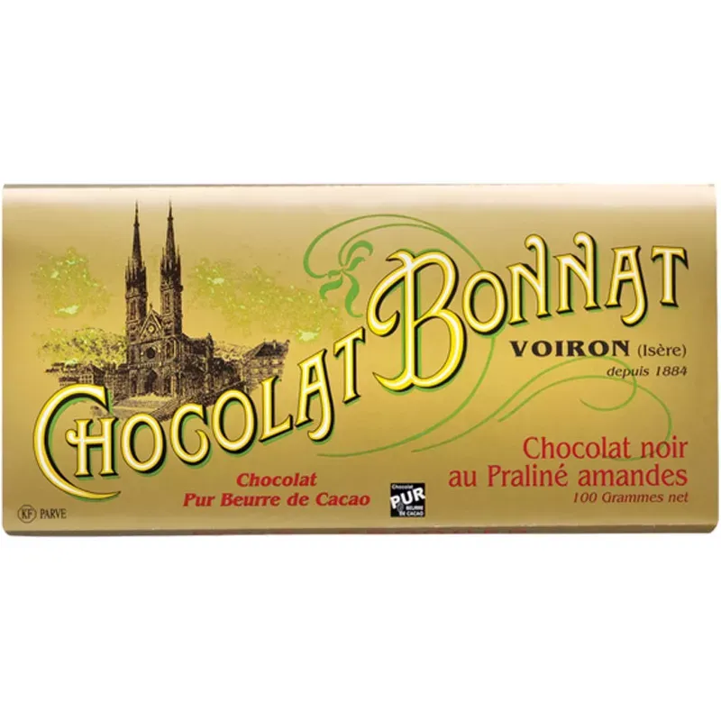 Dunkle Bonnat Schokolade mit Mandel-Praliné Füllung 