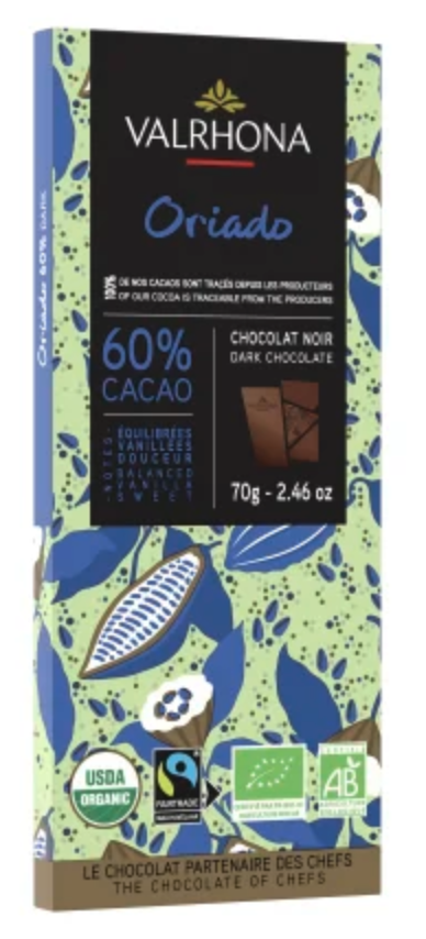 VALRHONA | Dunkle Schokolade »Oriado« 60% | BIO | 70g MHD 30.04.2024