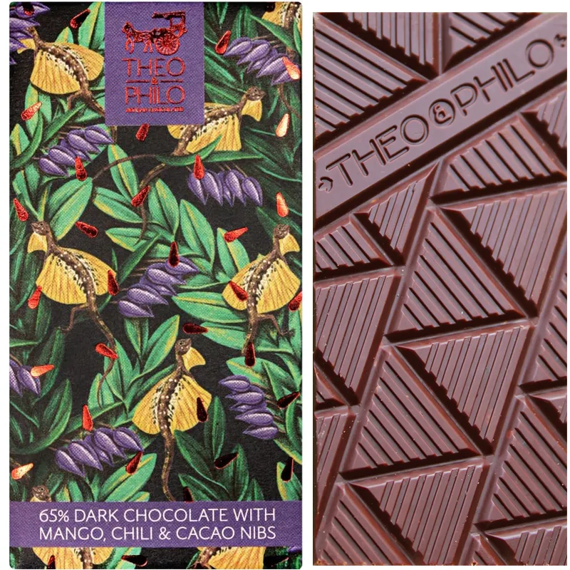 THEO & PHILO | Dunkle Schokolade »Mango, Chili & Nibs« 65% | 45g MHD 28.12.2025 Mango & Chili Schokolade von Theo und Philo Pilippinen