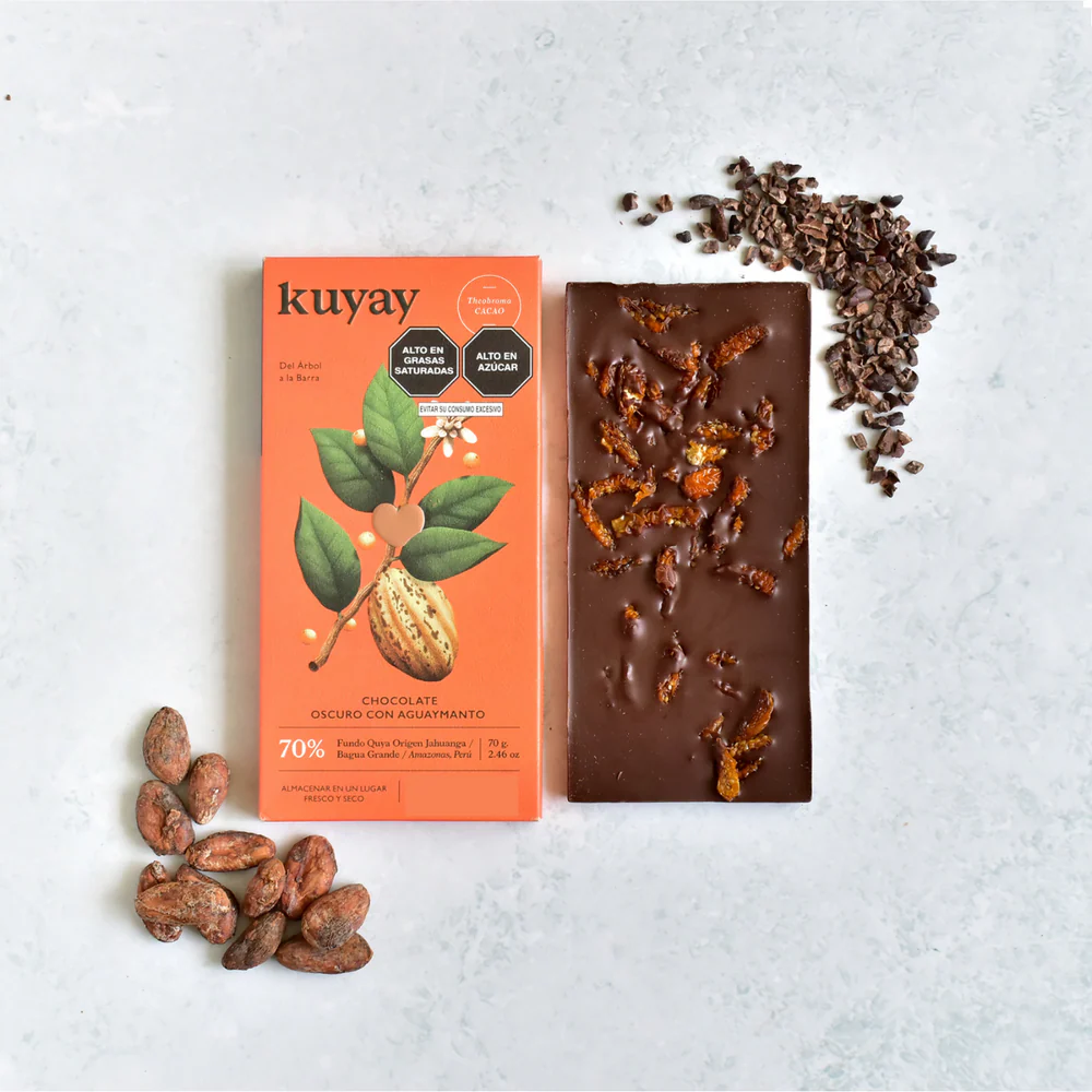 KUYAY »Chocolat with Goldenberry« 70% – Dunkle Schokolade mit Physalis aus Peru Amazonas