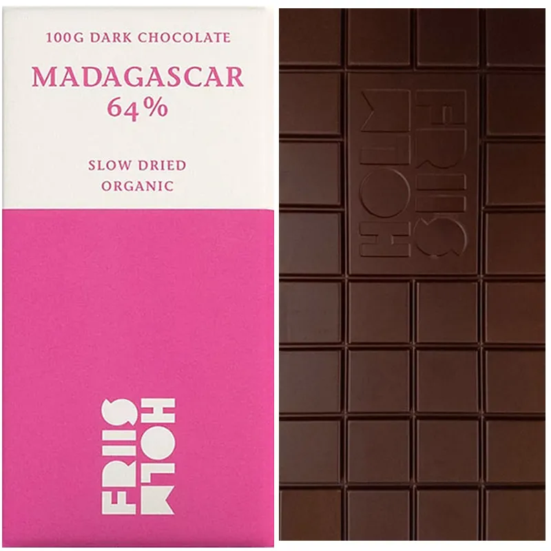 FRIIS-HOLM | Dunkle Schokolade »Slow Dried« Madagascar 64% | BIO | 100g Slow Dried Madagascar Schokolade von Friis Holm Dänemark