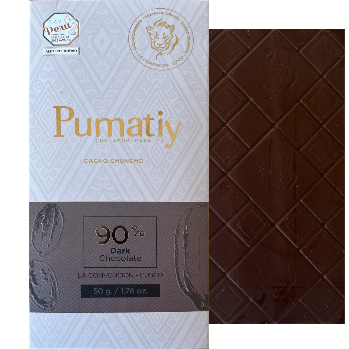 PUMATIY dunkle Schokolade 90% Kakao aus Peru Cusco Chuncho, intensive Bean-to-Bar Schokolade