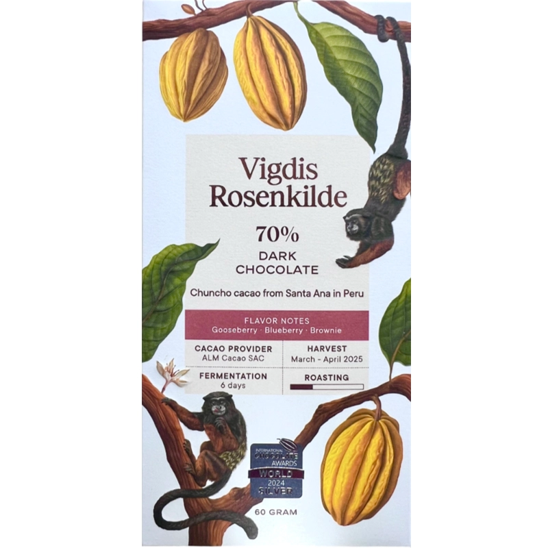 Peru Schokolade VIGDIS ROSENKILDE Santa Ana 70 % mit Chuncho-Kakao aus Cusco