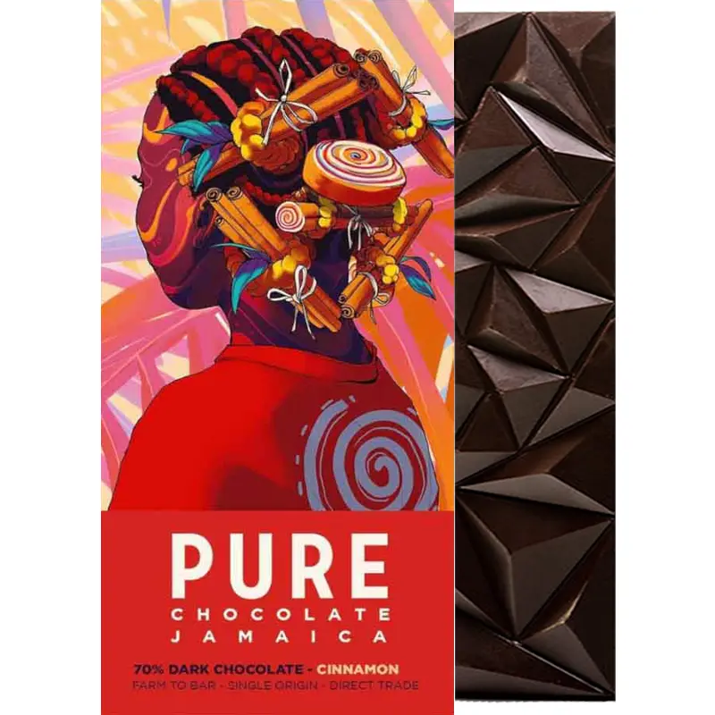 PURE Chocolate | Dunkle Schokolade & Zimt »Jamaica Cinamon« 70% | 60g Schokolade mit Zimt von Pure ChocolateJ