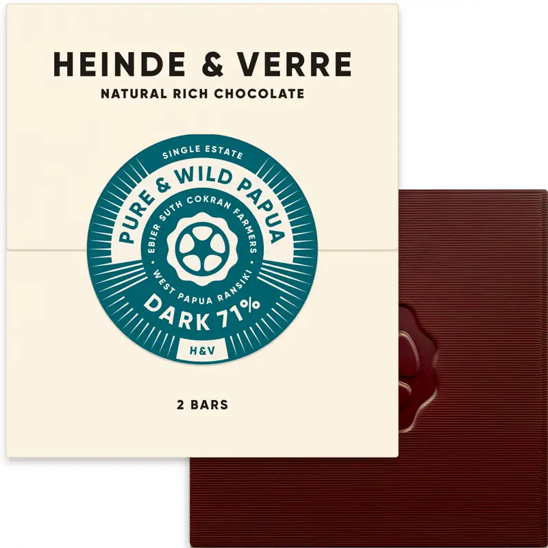 HEINDE & VERRE | Dunkle Schokolade »Pure & Wild Papua« 71% | 70g Pure Wild Papua Schokolade von Heinde und Verre