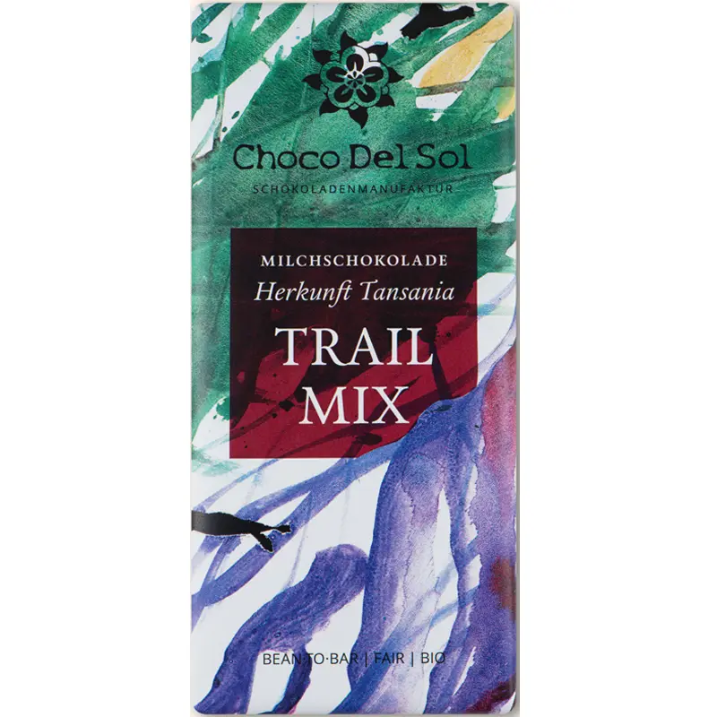 CHOCO DEL SOL | Milchschokolade & Mandeln »Trail Mix Tansania« 50% | BIO | 58g 