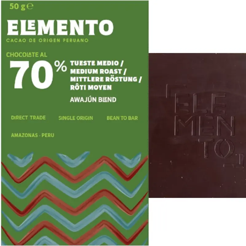 ELEMENTO | Dunkle Schokolade »Awajún Blend Peru – Mittlere Röstung« 70% | 50g Dunkle Schokolade medium roast von Elemento