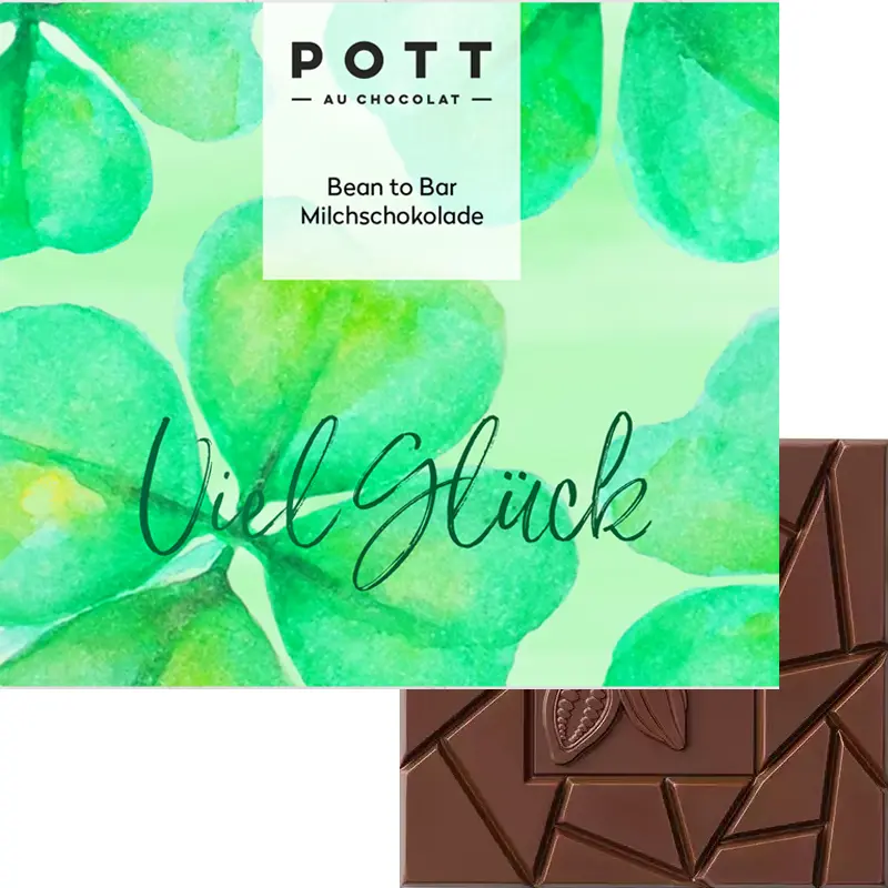 POTT au Chocolat | Milchschokolade »Viel Glück« 39% | 80g MHD 30.07.2023