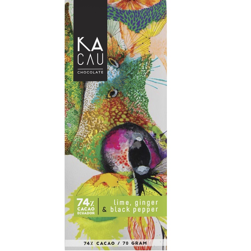 KACAU | Dunkle Schokolade mit »Limette, Ingwer & Pfeffer« 74% | 70g