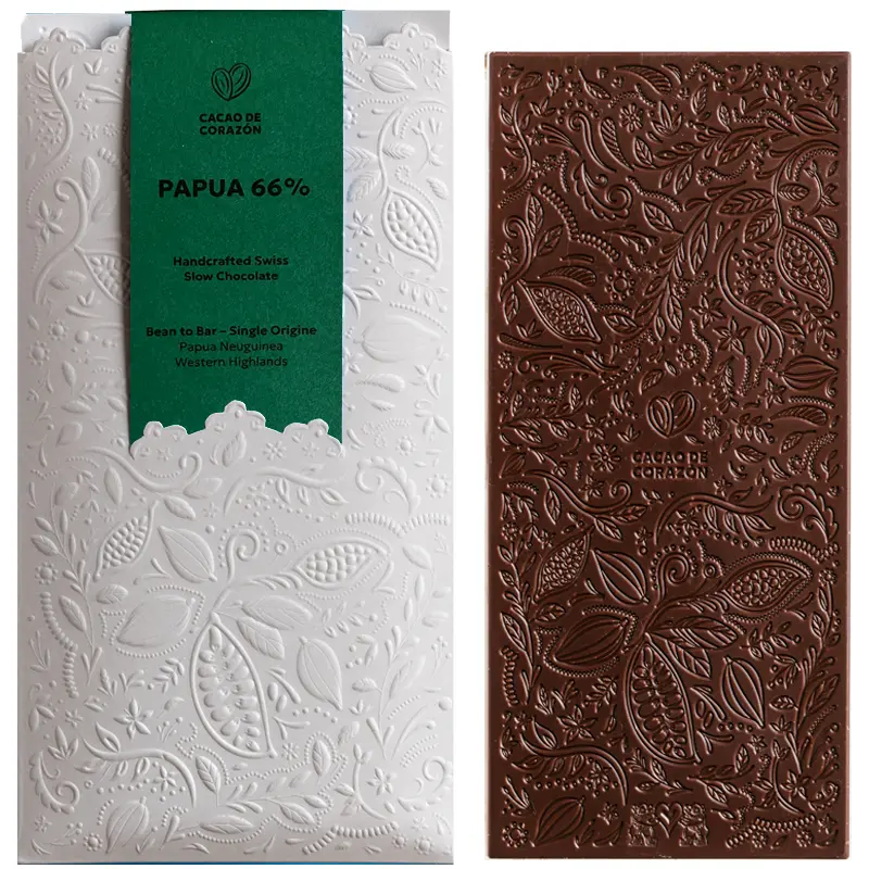 Papua 66% Schweizer Schokolade von Cacao de Corazón