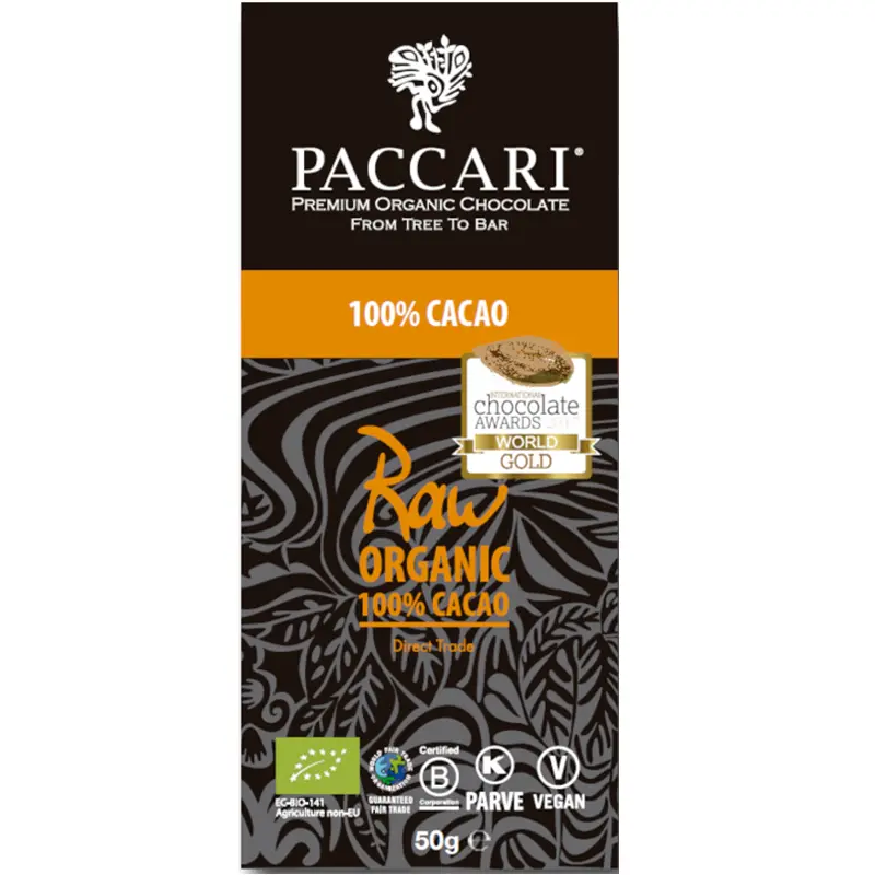 100% Kakaomasse Schokolade von Paccari / Pacari