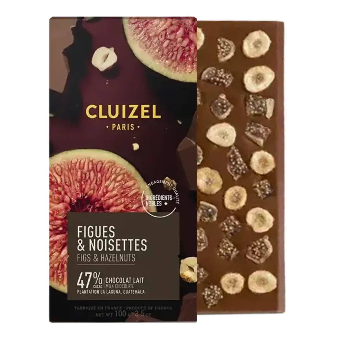 CLUIZEL Figues & Noisettes 47 % Milchschokolade mit Feigen und Haselnüssen 100 g