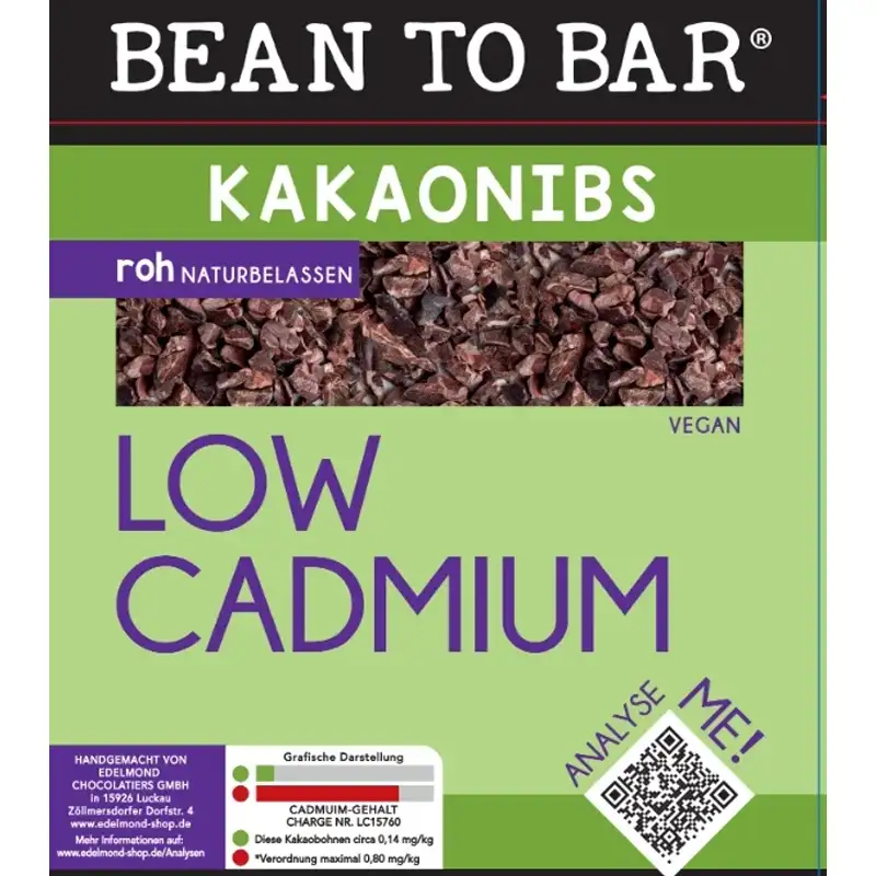 EDELMOND | Rohe Kakaonibs »Low Cadmium« 100% | 450g Low Cadmium Kakaonibs von Edelmond