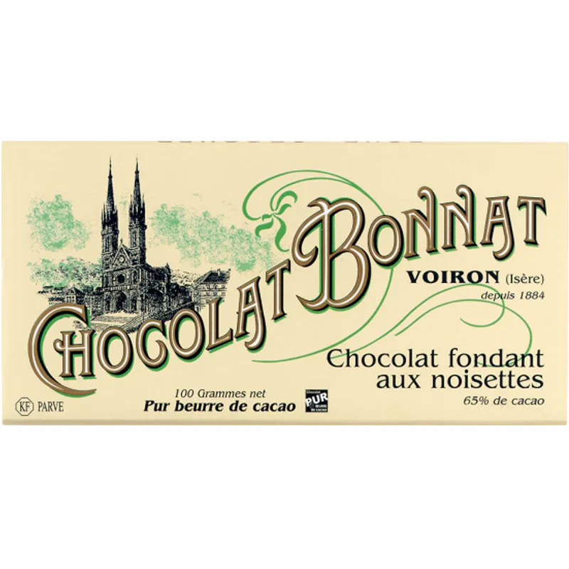 BONNAT Dunkle Schokolade & Haselnüssen | Chocolat »fondant aux noisettes« 65% | 100g