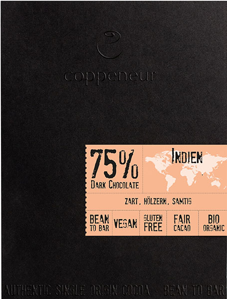 COPPENEUR | Dunkle Schokolade »Indien« 75% | BIO | 50g MHD 30.04.2024