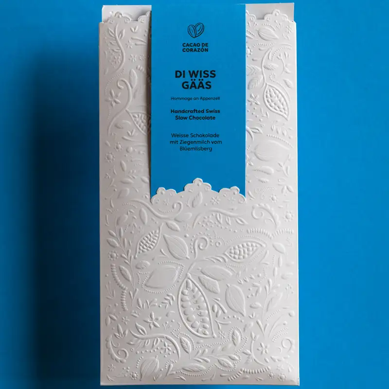 Di wiss gääs weiße schweizer Schokolade von cacao de Corazon