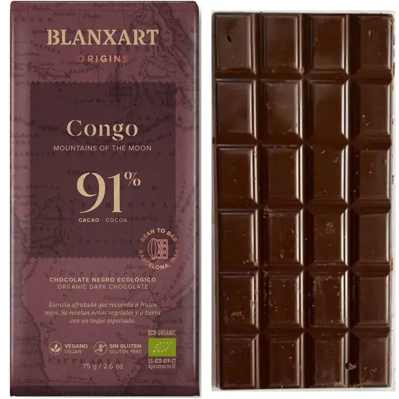 BLANXART | Schokolade »Mountains of the Moon« CONGO 91% | BIO | 75g Bio Schokolade aus Spanien Congo 91% von Blanxart