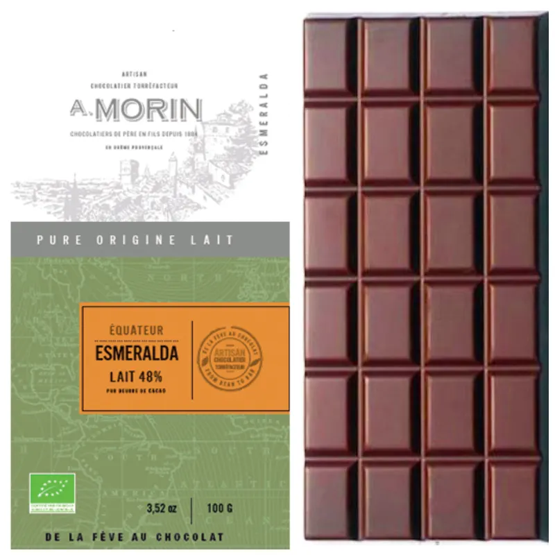 A. MORIN | Vollmilchschokolade Equateur »Esmeralda« 48% | BIO | 100g Esmeralda Lait Milchschokolade von A. Morin Frankreich
